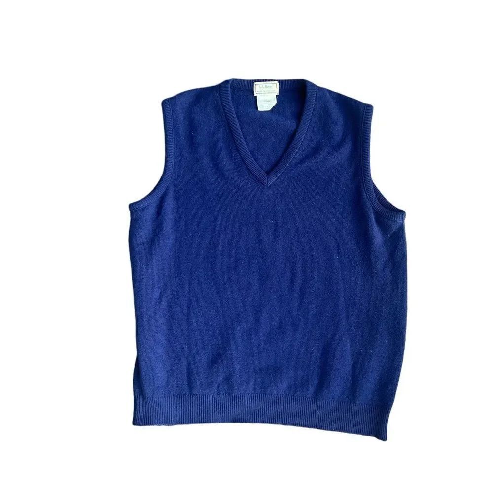 L.L. Bean Vintage England Lambswool Sweater Vest Navy XL